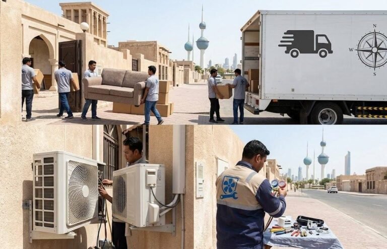فريق من العمالة الفلبينية المحترفة يقوم بتغليف ونقل الأثاث بعناية فائقة ضمن خدمات نقل عفش كيفان - شركة نقل عفش في الكويت عمالة فلبينية لضمان وصوله بأمان وبدون أي خدوش.