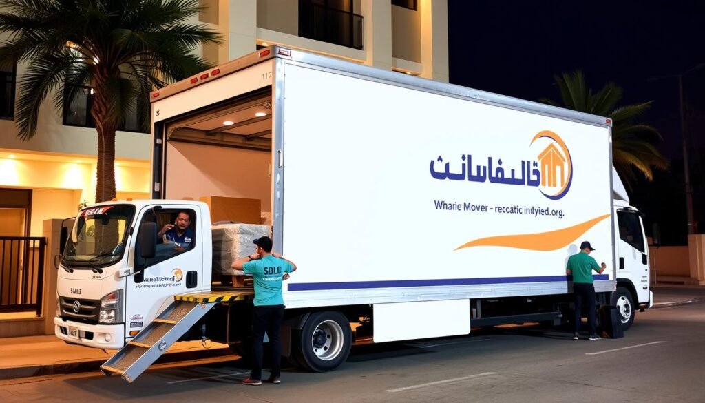 شاحنة نقل عفش تابعة لشركة نقل عفش بالكويت خدمات فك وتركيب مجهزة بأحدث التقنيات
